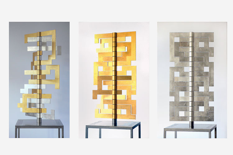 Kunst, Objekt; Blattgold, Blattsilber, Edelstahl